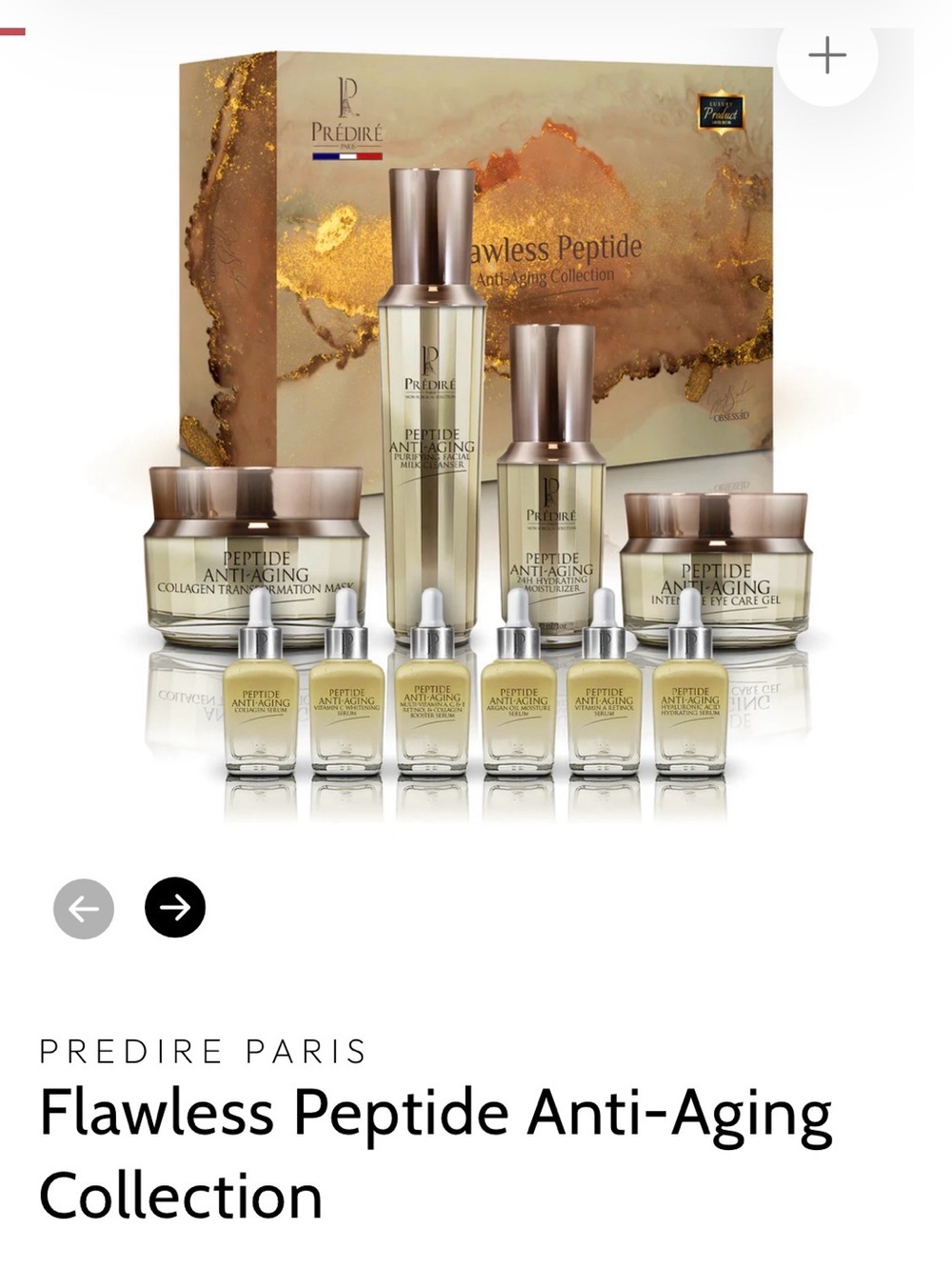 NIB Prédiré Flawless Peptide Anti-Aging Set - Gold & Beige